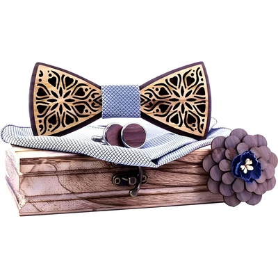 HARAHU Комплект Папийонка с брошка - Сребърен kp30914 (30914)