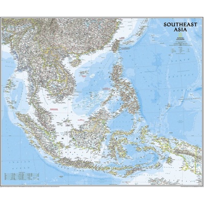 National Geographic Jihovýchodní Asie - nástěnná mapa 97 x 82 cm Varianta: bez rámu v tubusu, Provedení: laminovaná mapa v lištách