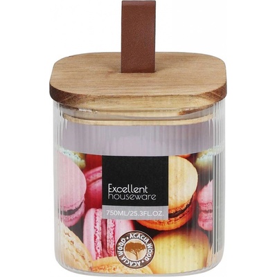 Excellent Houseware Sklenená nádoba na potraviny Stripe Square 750 ml