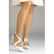 Kožené lodičky IZRA s ramienkami Biele