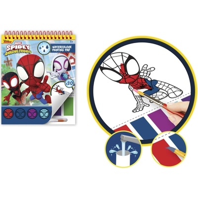 Teddies Spidey Blok omalovánky s vodovými barvami a štětcem