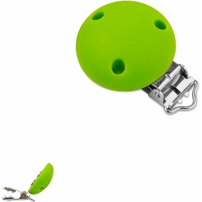 Silikonový klip na dudlík 34 mm s kovovou sponou Chartreuse Green - 1 ks