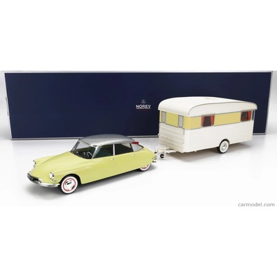 Norev Citroen Ds19 With Roulotte 1960 Žlutá Bílá 1:18