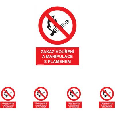 Walteco Zákaz kouření a manipulace s plamenem 210x297mm, formát A4, samolepka Množství: 5 ks , 20041BP1