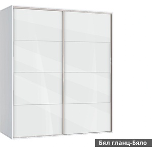 Bogdan Furniture G Двукрилен гардероб с плъзгащи врати Мебели Богдан Модел bm-ava 5, бял гланц с бяло - memo