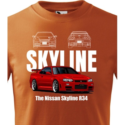 Dětské tričko Nissan Skyline R34 Oranžová Canvas Bezvatriko.cz 2328