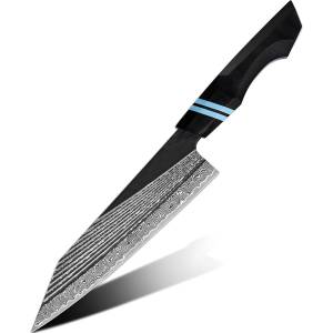 HARAHU Дамаски кухненски нож ZE-37422 - Kiritsuke / Черен / Син KP37422