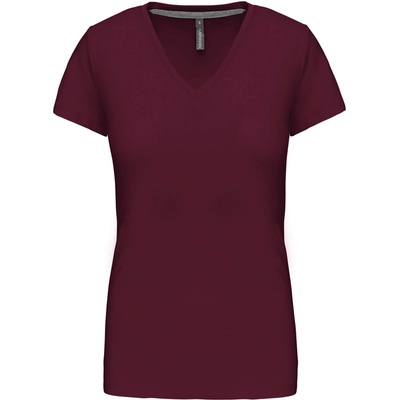 Kariban v-neck k381 / Дамска тениска с къс ръкав - бордо xxxl (20k38105413)