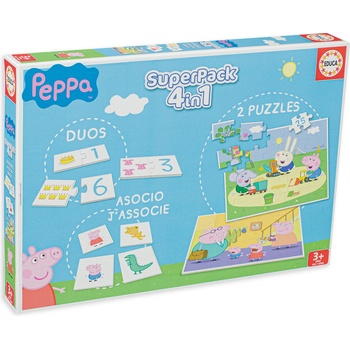 Educa Детски пъзел и игра Educa 4 в 1 - Прасенцето Пепа (EDU16229)