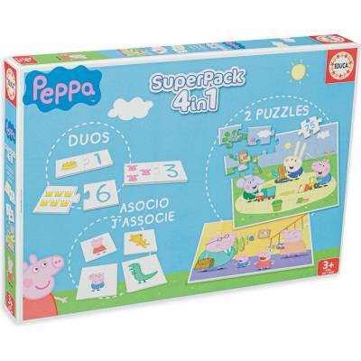 Educa Детски пъзел и игра Educa 4 в 1 - Прасенцето Пепа (EDU16229)
