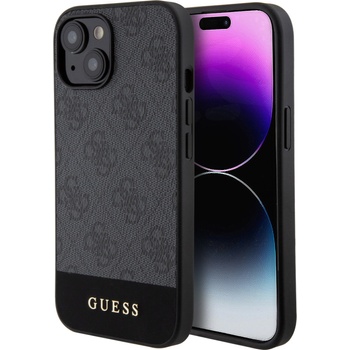 GUESS Калъф Guess - PU 4G Stripe, iPhone 15, MagSafe, черен (3666339192983)