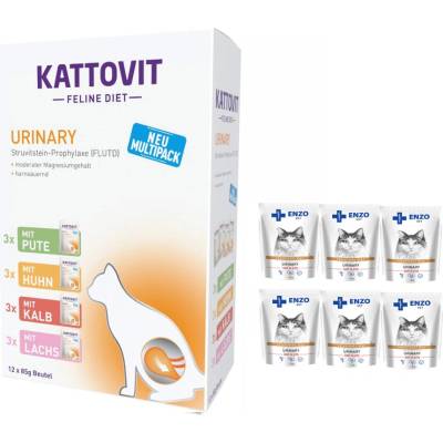 Kattovit Multipack Urinary 12 x + ENZO VET Urinary s hovězím masem 6 x 100 g 85 g
