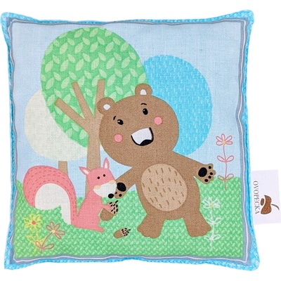 Ovopecka nahřívací polštářek s třešňovými peckami Méďa s Veverkou 15x15 cm