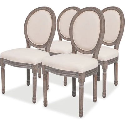 vidaXL Трапезни столове, 4 бр, кремави, текстил (244088)