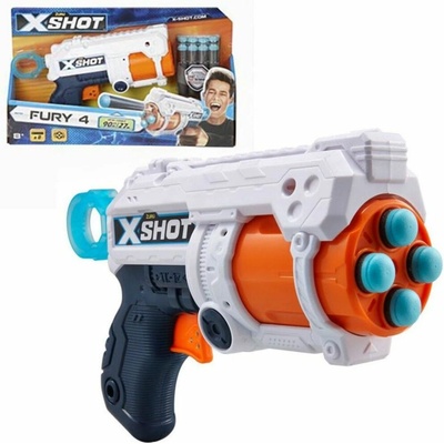 X-Shot Excel Fury 4 pištole s otočným bubnom a 16 penovými nábojmi
