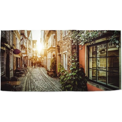 Sablio Ručník s potiskem Městská ulička 50 x 100 cm