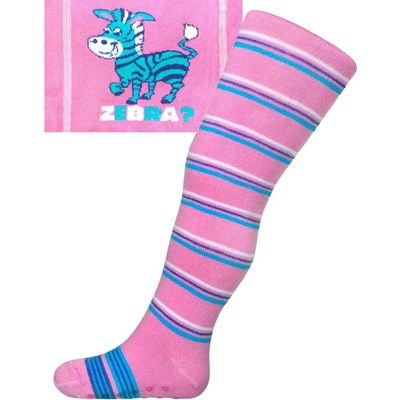 Bavlnené pančucháčky New Baby s ABS ružové zebra s pruhmi
