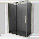 Mexen Velar плъзгаща се душ кабина 140 x 80 cm, графит, злато четкано - 871-140-080-41-55 (871-140-080-41-55)