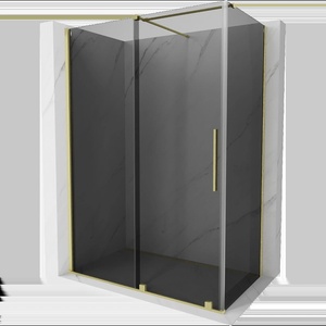 Mexen Velar плъзгаща се душ кабина 140 x 80 cm, графит, злато четкано - 871-140-080-41-55 (871-140-080-41-55)
