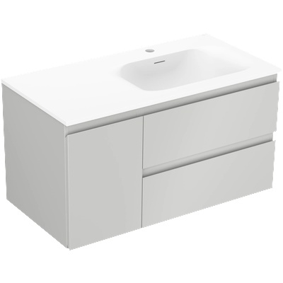 Orio шкаф за баня 90 см с мивка Vela дясна, 2S, 1D, сив мат/бял мат - 91A13-09047-3-BBFFF62-W23P01 (91A13-09047-3-BBFFF62-W23P01)