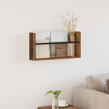 vidaXL Етажерка за списания с рафт Старо дърво 60 x 12 x 30 см (890800)