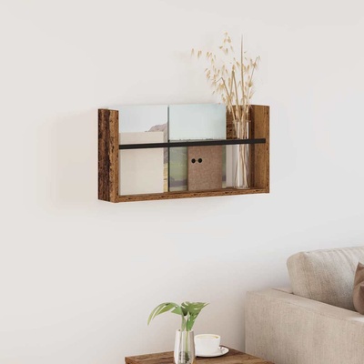 vidaXL Етажерка за списания с рафт Старо дърво 60 x 12 x 30 см (890800)