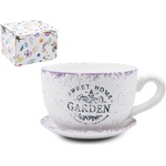  КАШПА ЧАША С ЧИНИЙКА garden ЛИЛАВО С БЯЛО (23484/1)