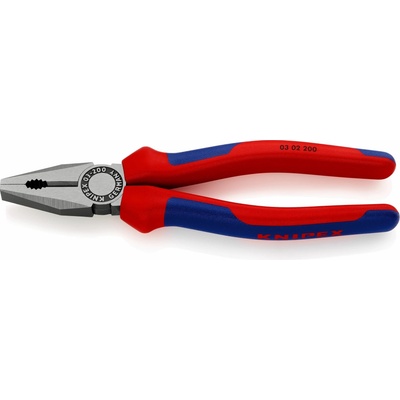 KNIPEX 03 02 200 Kombinované kleště s vícekomponentními rukojeťmi atramentované na černo 200 mm