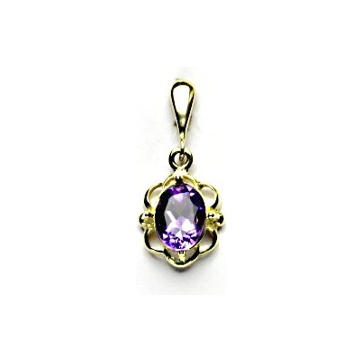 Čištín Zlatý přívěsek přírodní tmavý ametyst P 1140 22