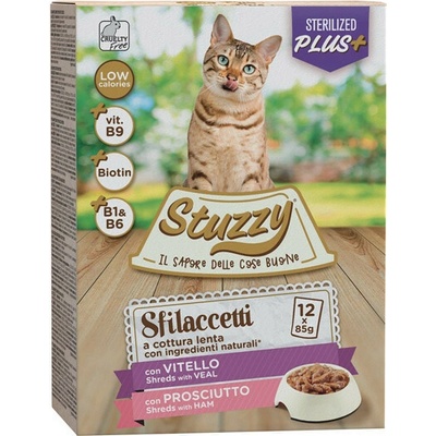 Stuzzy Cat Shreds Sterilized trhané telecí a vepřové 12 x 85 g