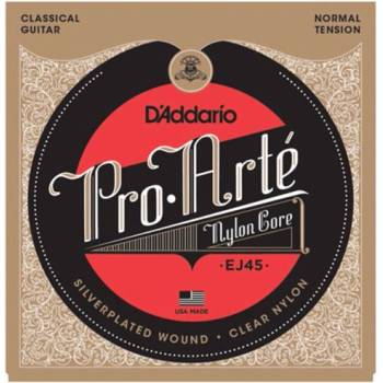 D'Addario EJ45, Струни за класическа китара , Нормално напрежение, Прозрачни, Silver (EJ45)