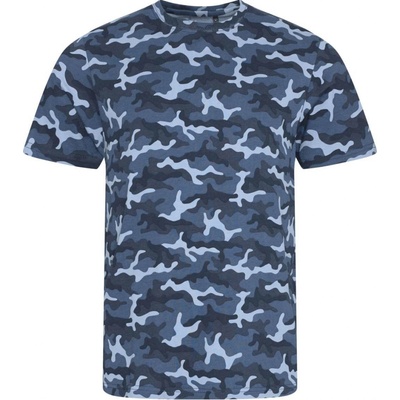 Unisex maskáčové tričko Just Ts modrá kamufláž