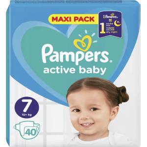 Pampers VPP aktiv baby, номер 7, 15кг+, 40 броя