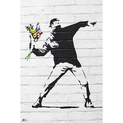 Plagát, Obraz - Banksy street art - Graffiti Throwing Flow, 61 × 91.5 cm
