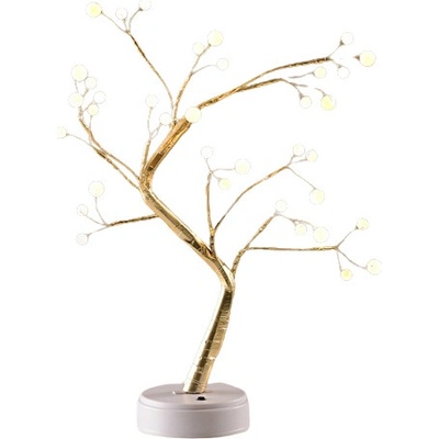 ACA Lighting LED dekoračná zlatý stromček 36 LED 50cm 3x batéria AA USB port teplá biela