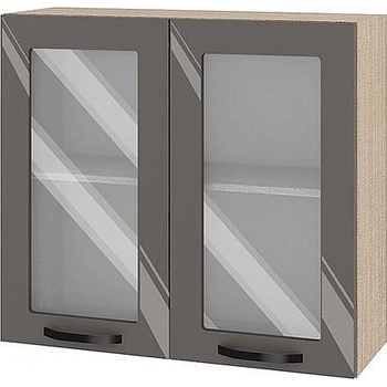 Image 1 of ИРИМ Горен кухненски шкаф витрина Сити МФ-Антрацит гланц-05-204 80 см