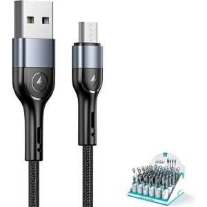 USAMS U55 плетен кабел 2A micro, черен, 1 м (Usa000840)