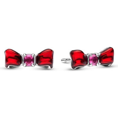 Pandora Strieborné náušnice Snehuliarkina mašlička Disney 293779C01