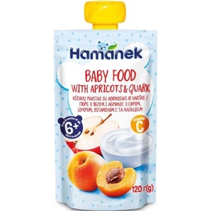 Hamanek пауч кайсии и кварк 6м+ -120 г