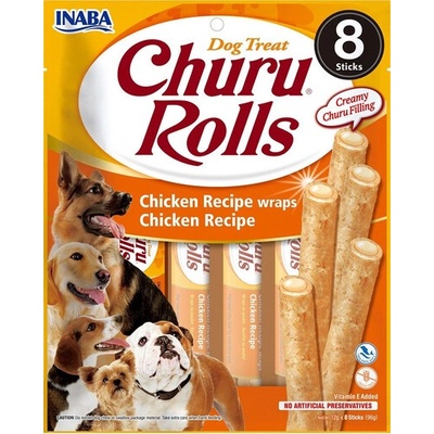 INABA Churu Rolls Chicken 8 x 12 g kuřecí zábaly pro psy