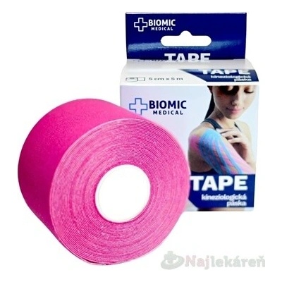 BIOMIC TAPE Kineziologická růžová 5 cm x 5 m