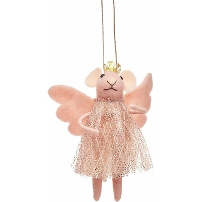 Textilná ručne vyrobená vianočná ozdoba 13 cm Pink Princess Fairy Mouse – Sass & Belle