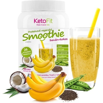 KetoFit Veganské smoothie proteinové banán-kokos 300 g - 10 porcí