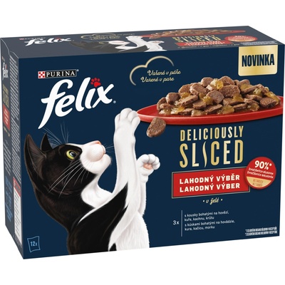 Felix Deliciously Sliced hovädzie kuracie kačica morka v želé 12 x 80 g