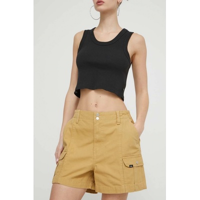 Vans Džínové šortky dámské hladké high waist VN000GJC5QJ1 hnědá