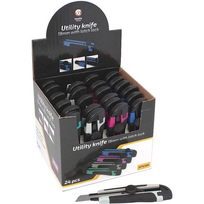 Sada ulamovacích nožov 18 mm v predajnom boxe, 24 ks, s kolieskom, 4 farby, XL-TOOLS