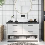 vidaXL Плот за баня тъмнокафяв 140x50x(2-4)см обработено масивно дърво (3156245)