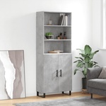 vidaXL Висок шкаф, бетонно сив, 69, 5x34x180 см, инженерно дърво (3189281)