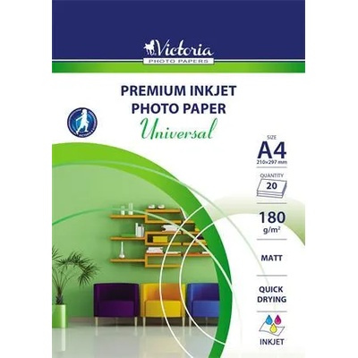Victoria Фотохартия, мастиленоструйна, A4, 180 g, матова, VICTORIA PAPER "Universal" IJPM180-A4-20SHEETS (IJPM180-A4-20SHEETS)