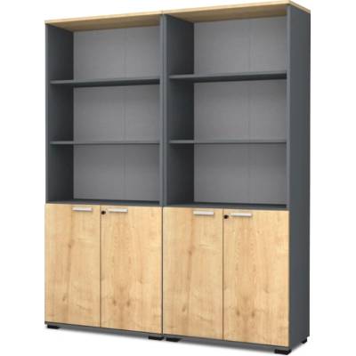 TopMebel Venturo TopMebel офисна библиотека от меламин в антрацит - дъб цвят 160x40x200cm